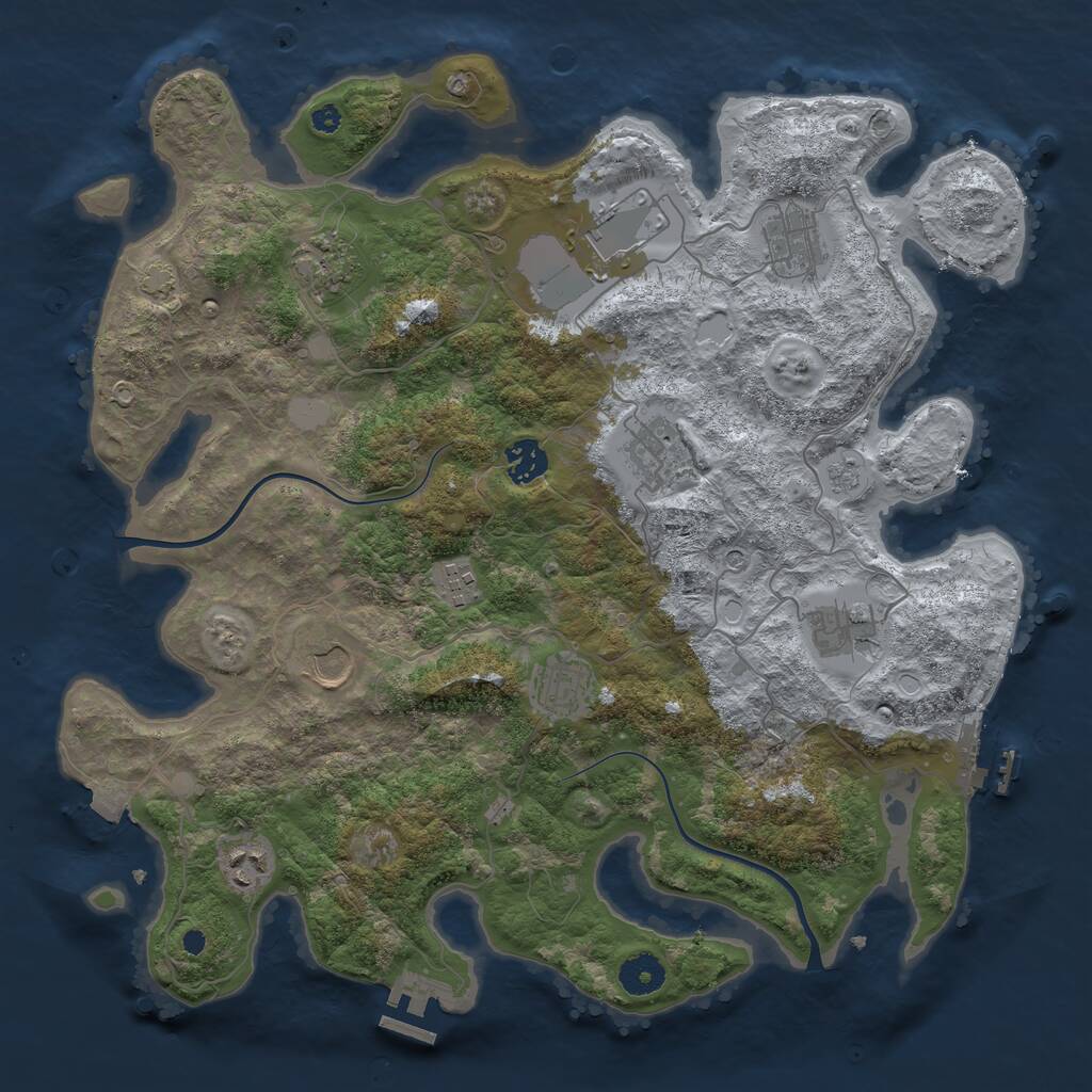 Rust Map: Procedural Map, Size: 3800, Seed: 768867529, 16 Monuments