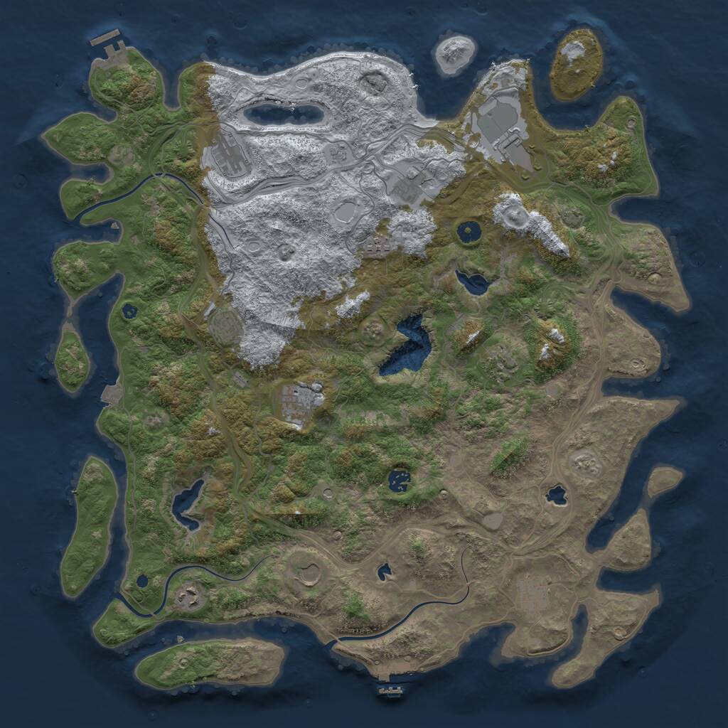 Rust Map: Procedural Map, Size: 4800, Seed: 973097650, 17 Monuments