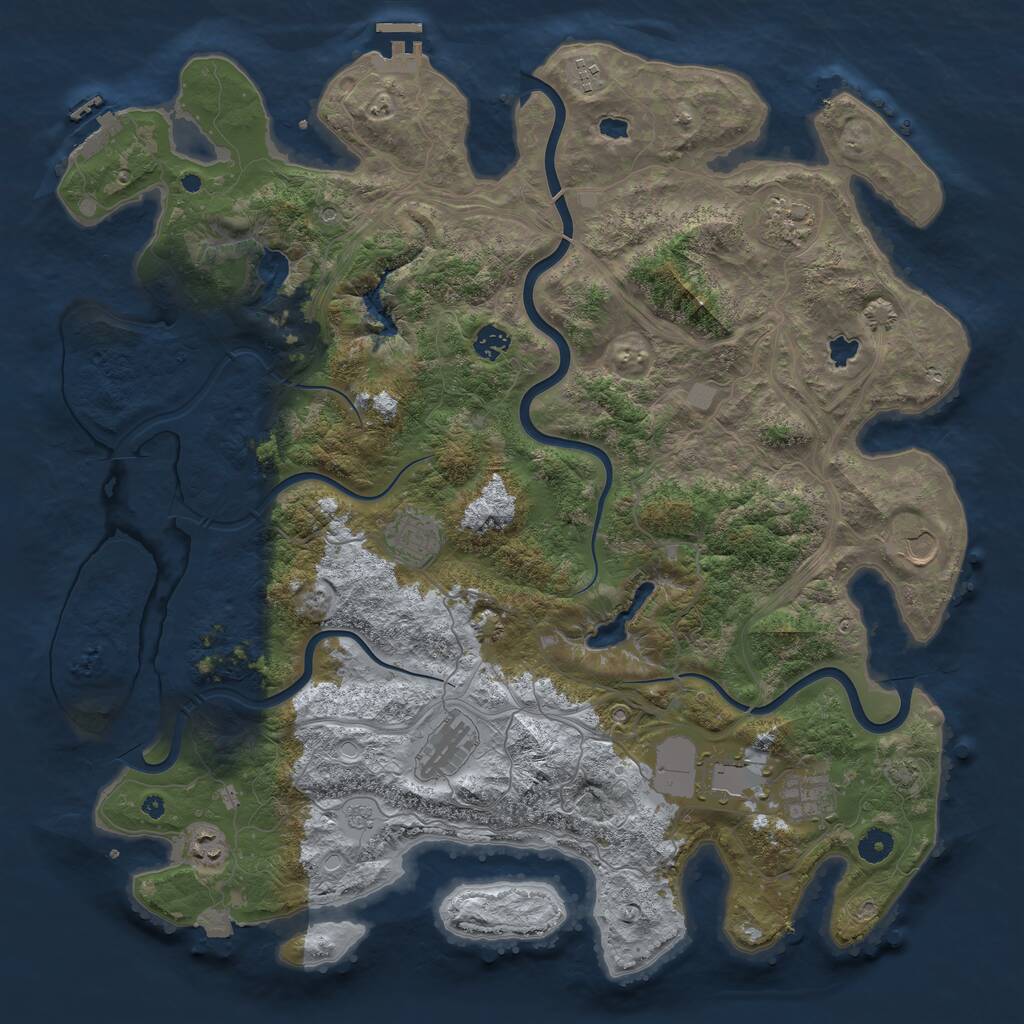 Rust Map: Procedural Map, Size: 4500, Seed: 1110916192, 15 Monuments
