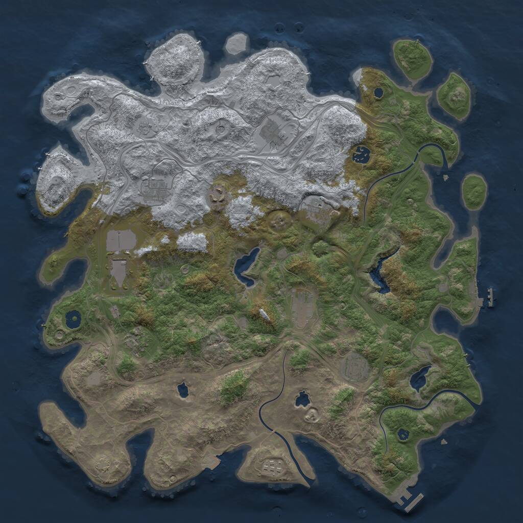 Rust Map: Procedural Map, Size: 4500, Seed: 2051766854, 16 Monuments