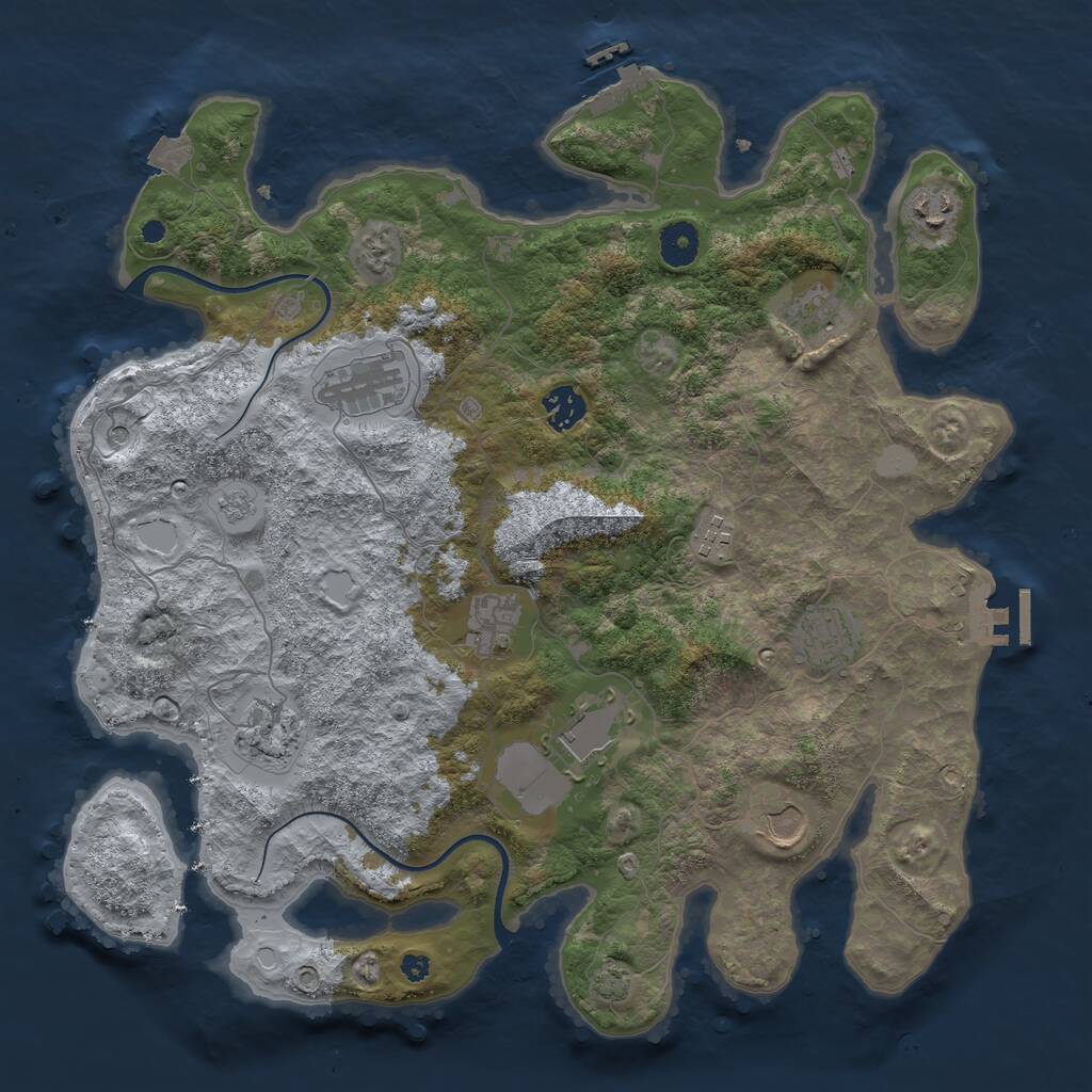 Rust Map: Procedural Map, Size: 3850, Seed: 316411392, 16 Monuments