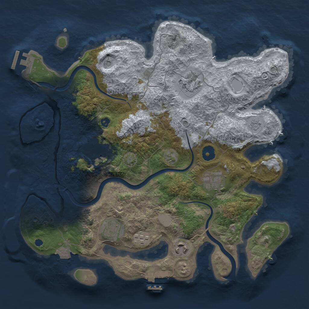 Rust Map: Procedural Map, Size: 3300, Seed: 399203976, 12 Monuments