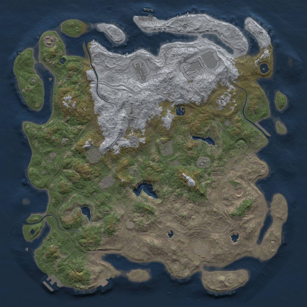 Rust Map: Procedural Map, Size: 4909, Seed: 5, 17 Monuments