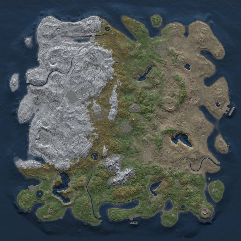 Rust Map: Procedural Map, Size: 5000, Seed: 1329069142, 17 Monuments