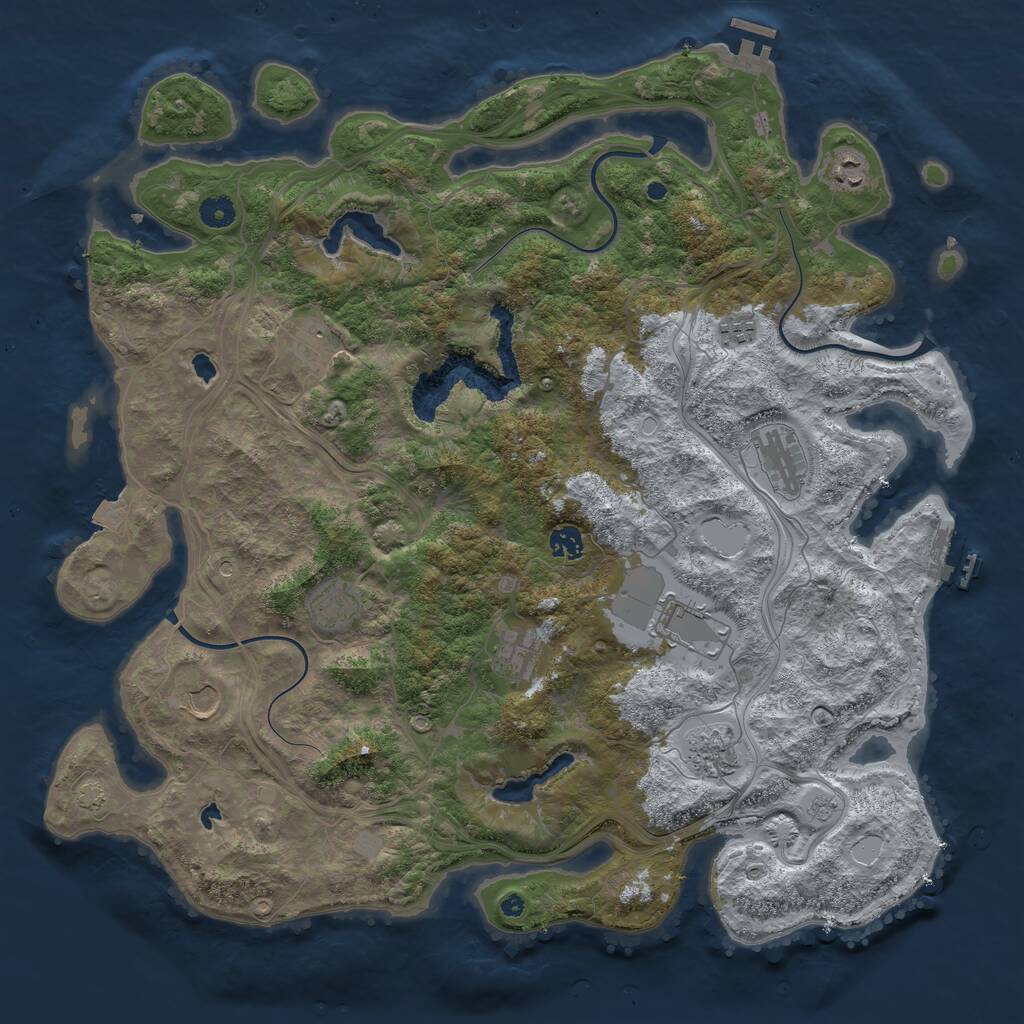 Rust Map: Procedural Map, Size: 4500, Seed: 1423435664, 16 Monuments
