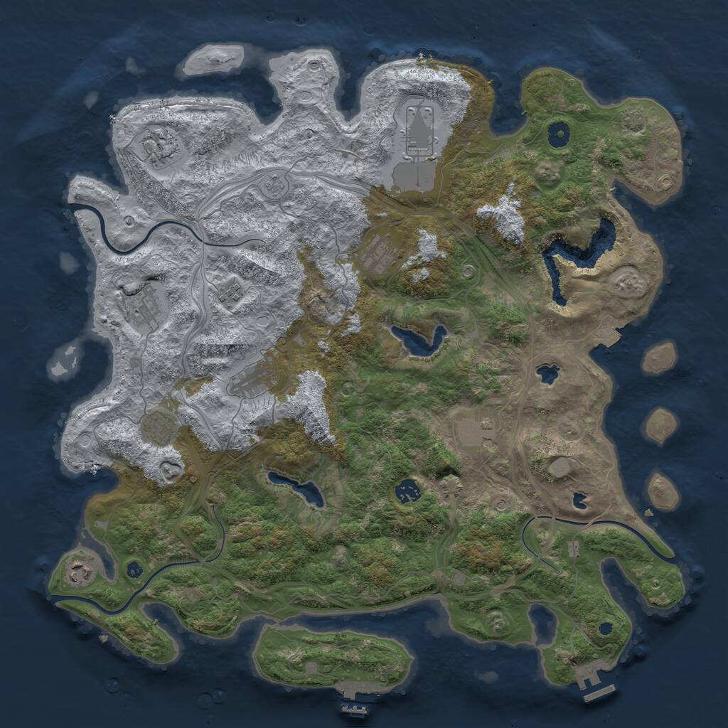 Rust Map: Procedural Map, Size: 4500, Seed: 1368133361, 16 Monuments