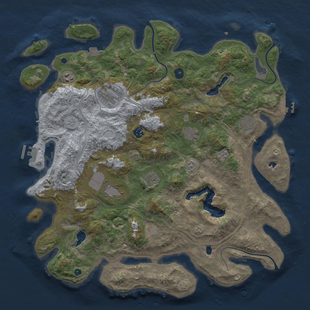 Rust Map: Procedural Map, Size: 4500, Seed: 1394316894, 14 Monuments