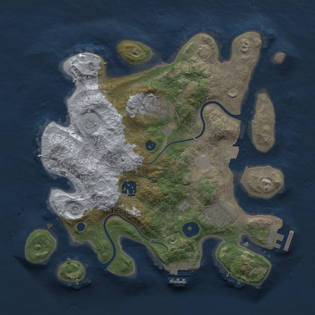 Rust Map: Procedural Map, Size: 3000, Seed: 980632491, 9 Monuments