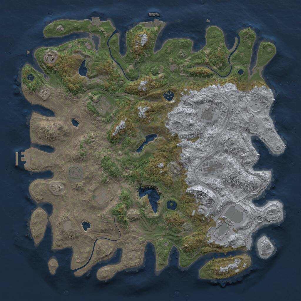 Rust Map: Procedural Map, Size: 4500, Seed: 999869813, 15 Monuments