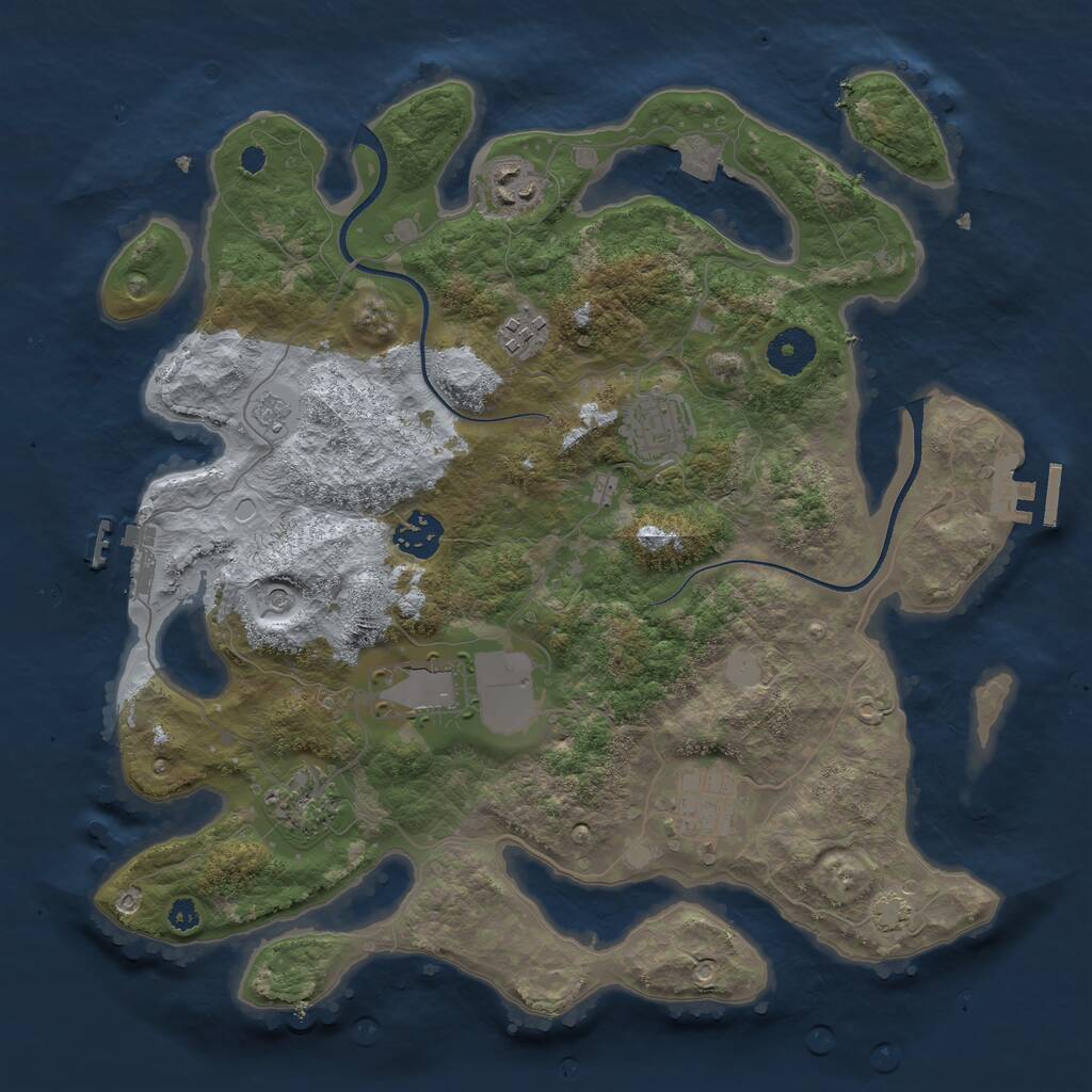 Rust Map: Procedural Map, Size: 3500, Seed: 1923082761, 13 Monuments