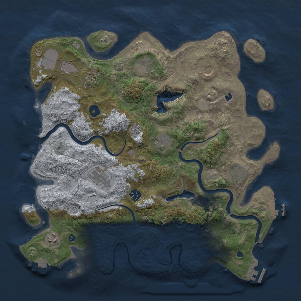 Rust Map: Procedural Map, Size: 4000, Seed: 1078310227, 16 Monuments