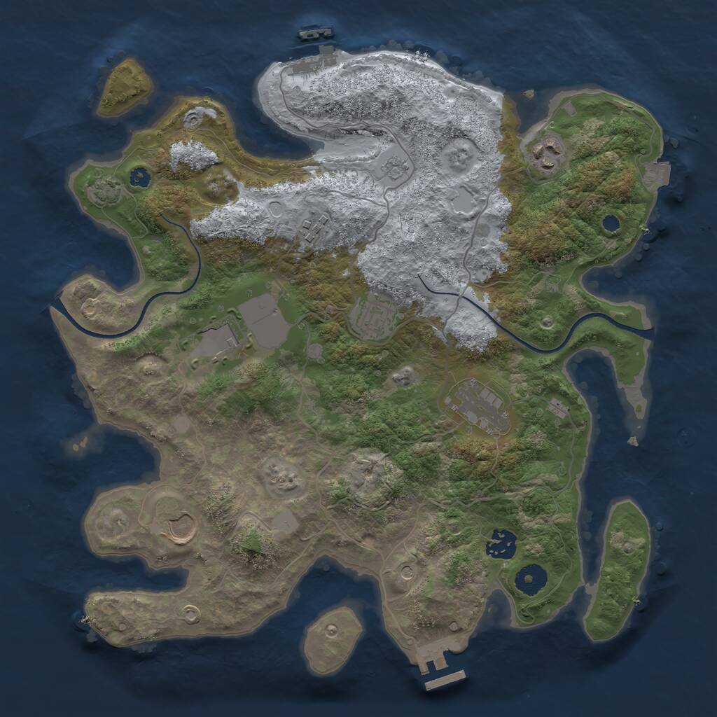 Rust Map: Procedural Map, Size: 3500, Seed: 784706, 13 Monuments