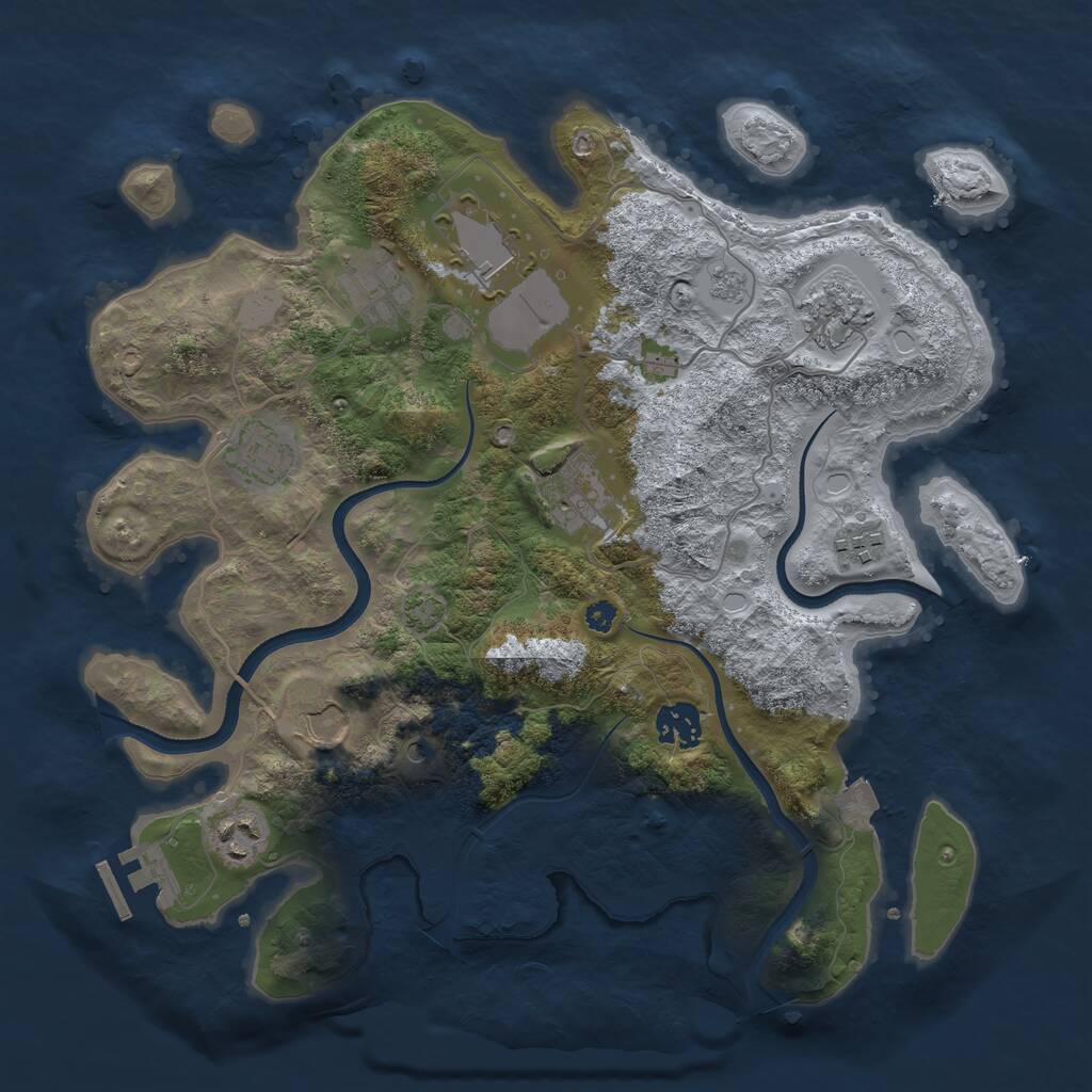 Rust Map: Procedural Map, Size: 3500, Seed: 664984626, 14 Monuments