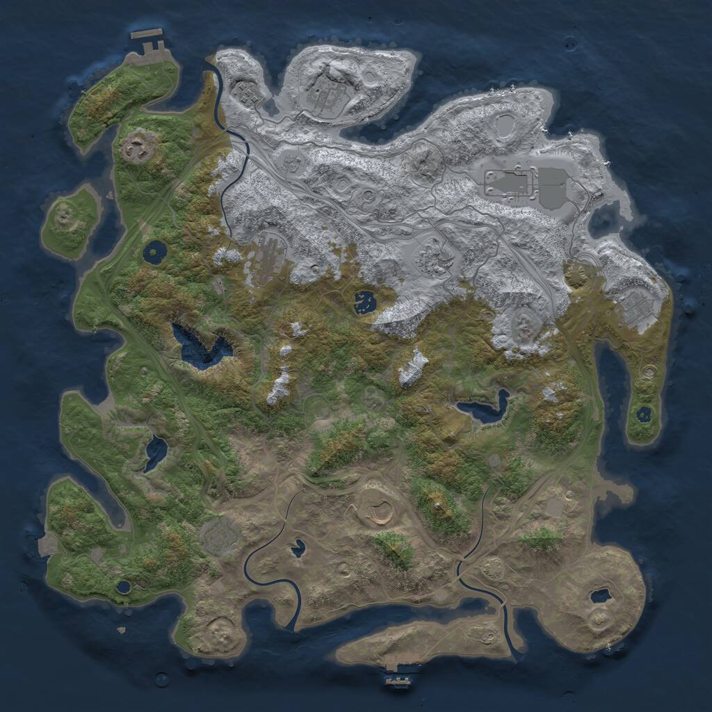 Rust Map: Procedural Map, Size: 4550, Seed: 114652626, 16 Monuments