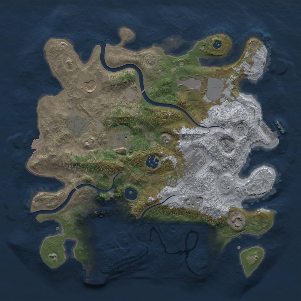 Rust Map: Procedural Map, Size: 3500, Seed: 1048187947, 14 Monuments