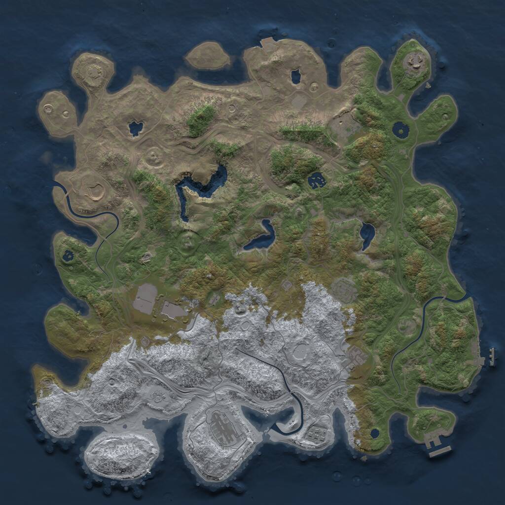 Rust Map: Procedural Map, Size: 4500, Seed: 1206262600, 15 Monuments