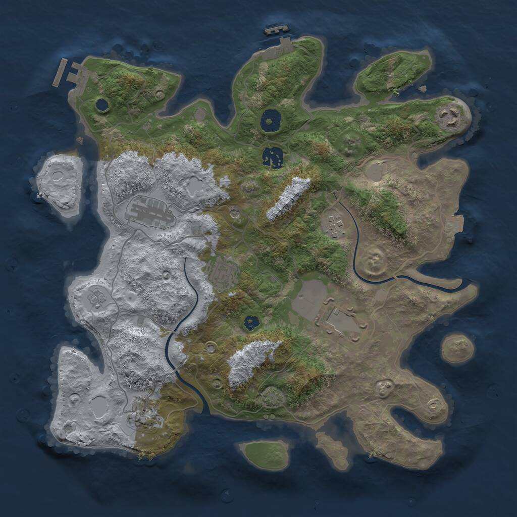 Rust Map: Procedural Map, Size: 3500, Seed: 1986395596, 13 Monuments