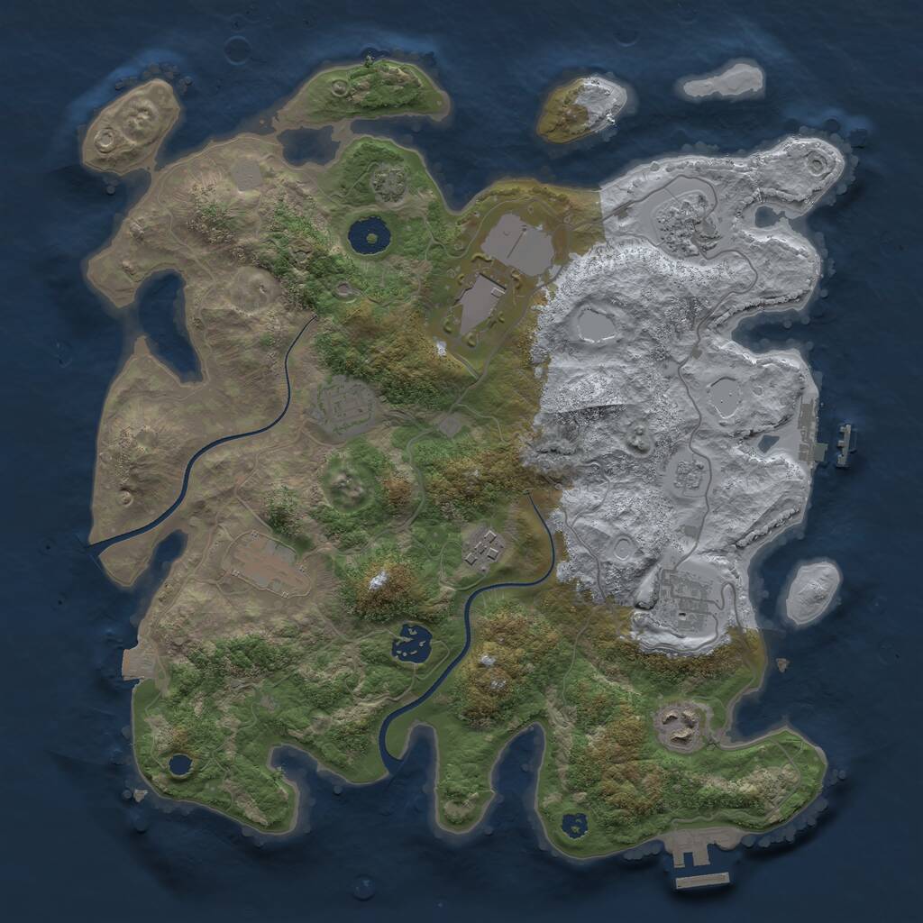 Rust Map: Procedural Map, Size: 3500, Seed: 1492567186, 13 Monuments
