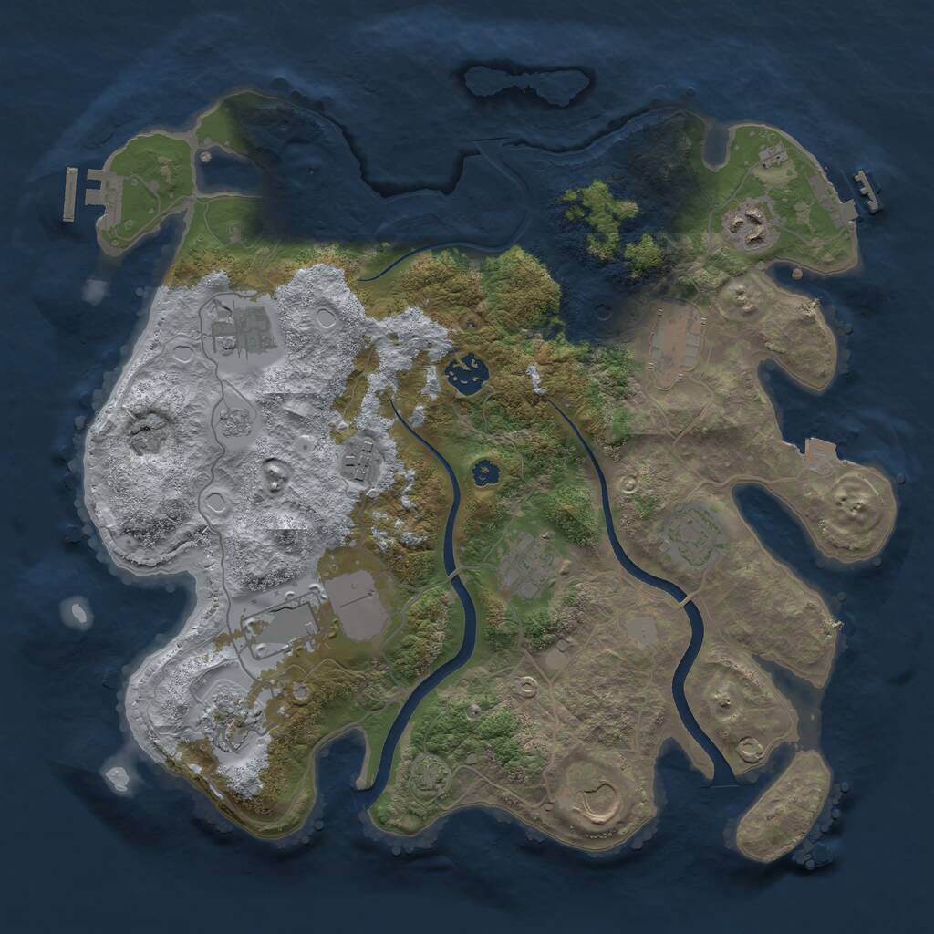 Rust Map: Procedural Map, Size: 3500, Seed: 528838045, 16 Monuments