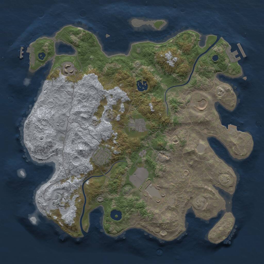 Rust Map: Procedural Map, Size: 3500, Seed: 528838045, 13 Monuments