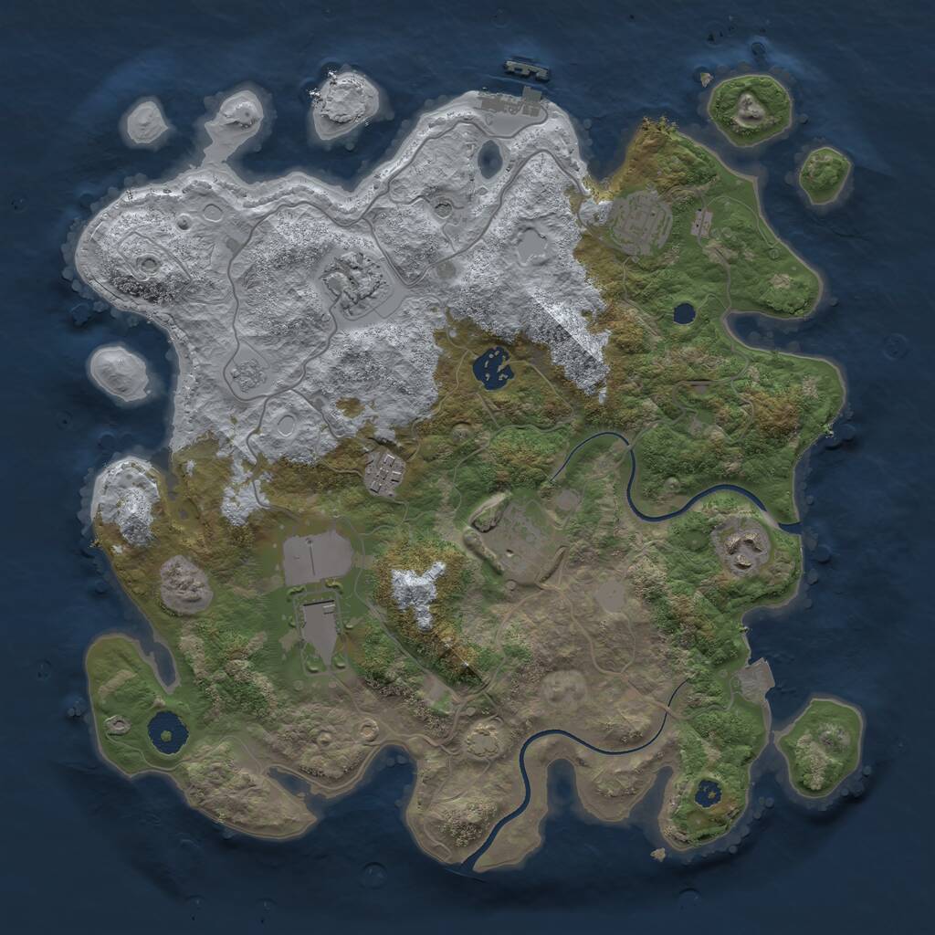 Rust Map: Procedural Map, Size: 3500, Seed: 680663814, 12 Monuments