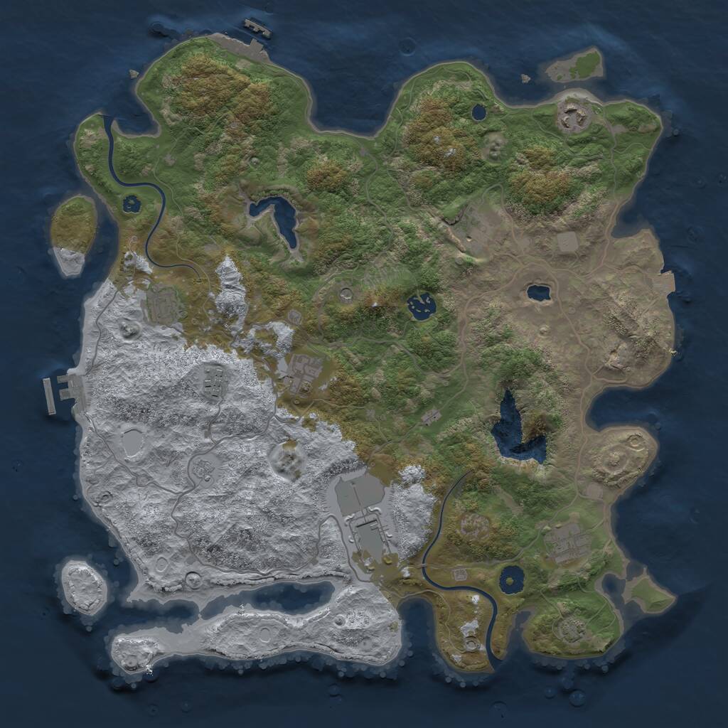 Rust Map: Procedural Map, Size: 4000, Seed: 448758646, 14 Monuments