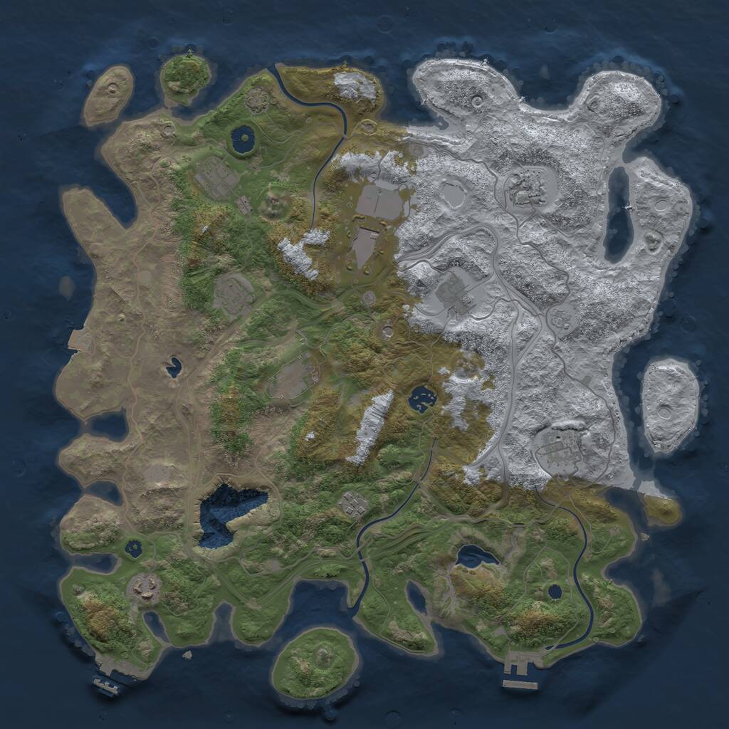 Rust Map: Procedural Map, Size: 4250, Seed: 874007897, 16 Monuments