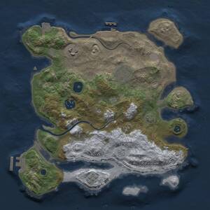 Thumbnail Rust Map: Procedural Map, Size: 3000, Seed: 1605290779, 10 Monuments