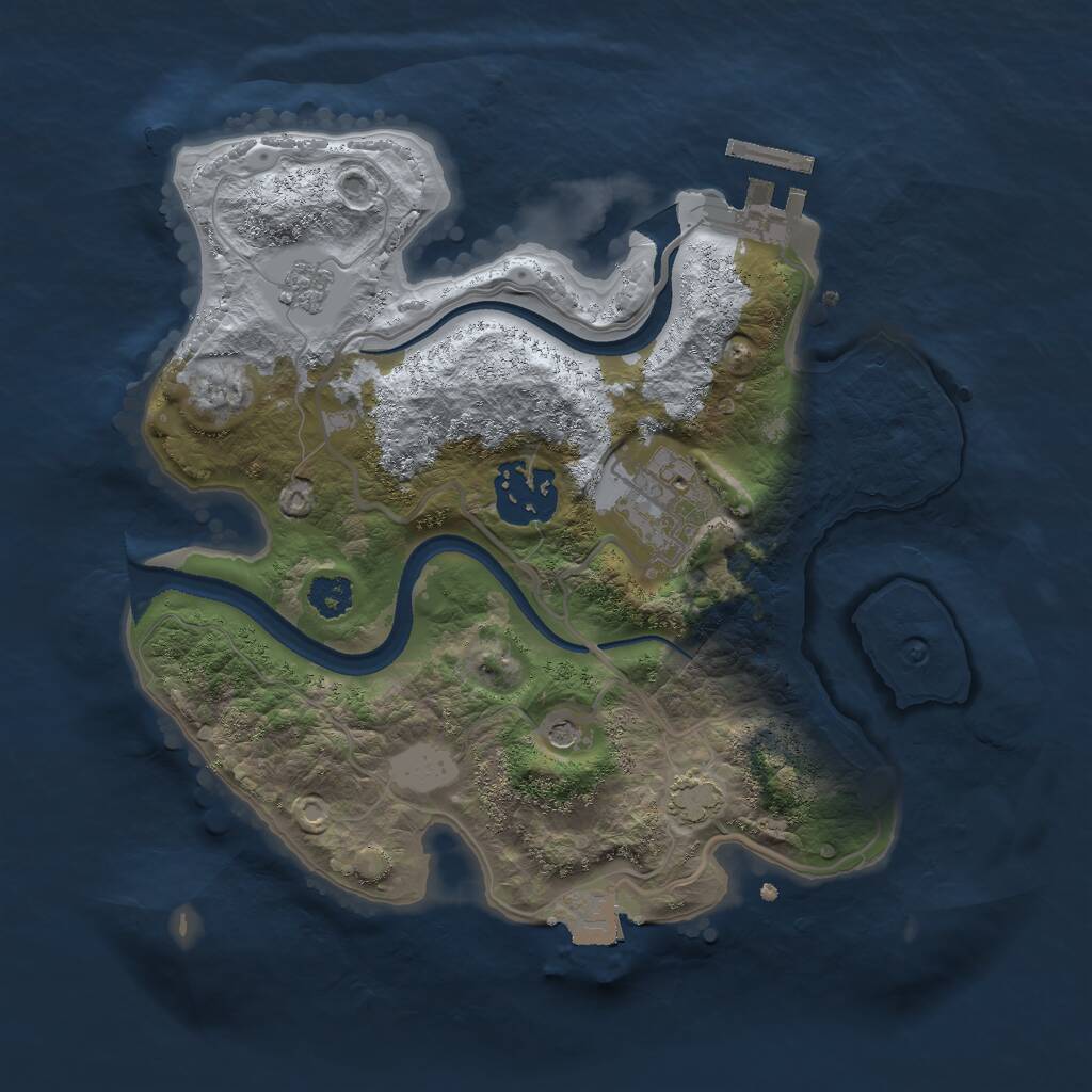 Rust Map: Procedural Map, Size: 2500, Seed: 34465, 7 Monuments
