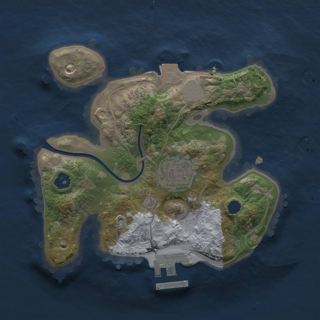 Rust Map: Procedural Map, Size: 2000, Seed: 365, 3 Monuments