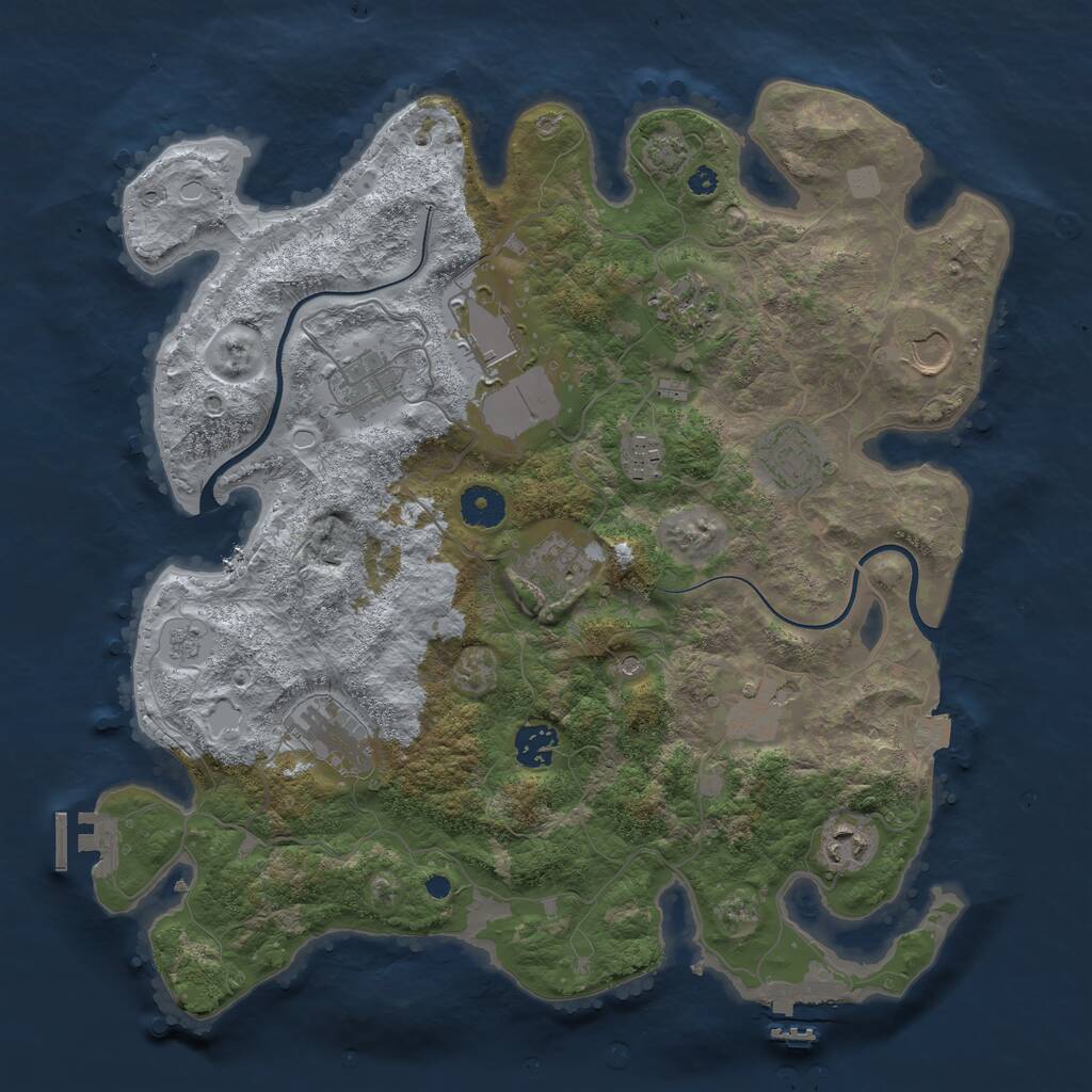 Rust Map: Procedural Map, Size: 3750, Seed: 645988330, 17 Monuments