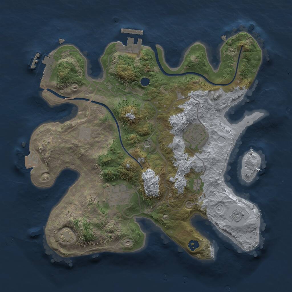 Rust Map: Procedural Map, Size: 2700, Seed: 2071873240, 8 Monuments