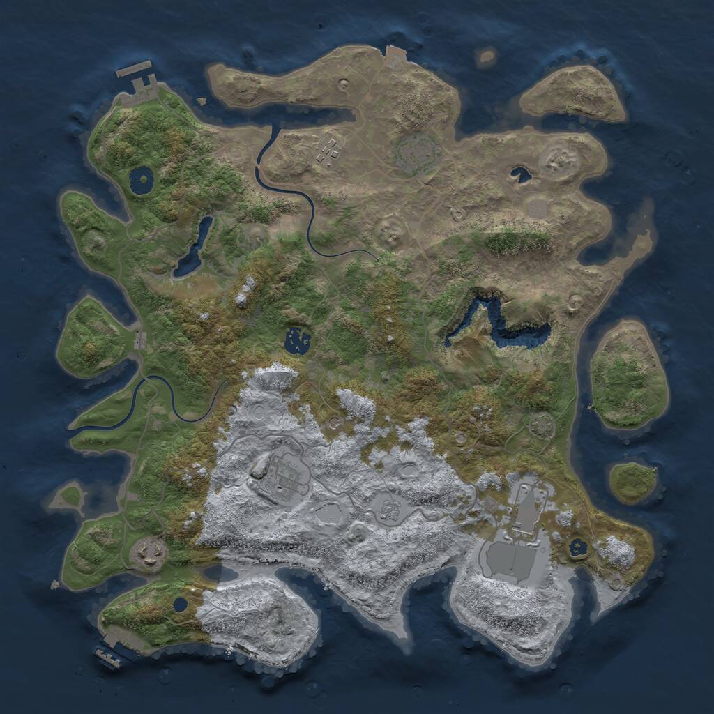 Rust Map: Procedural Map, Size: 4000, Seed: 51378, 12 Monuments