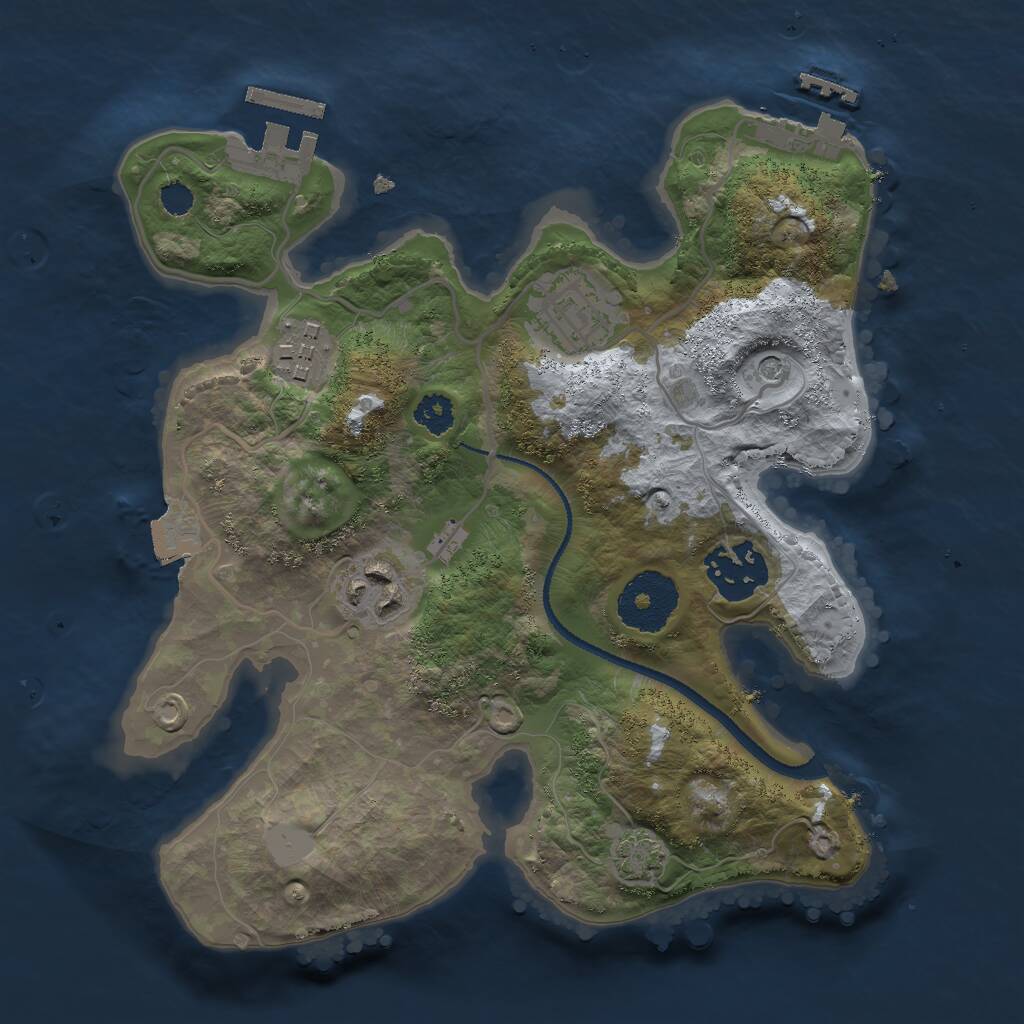 Rust Map: Procedural Map, Size: 2600, Seed: 100000, 9 Monuments