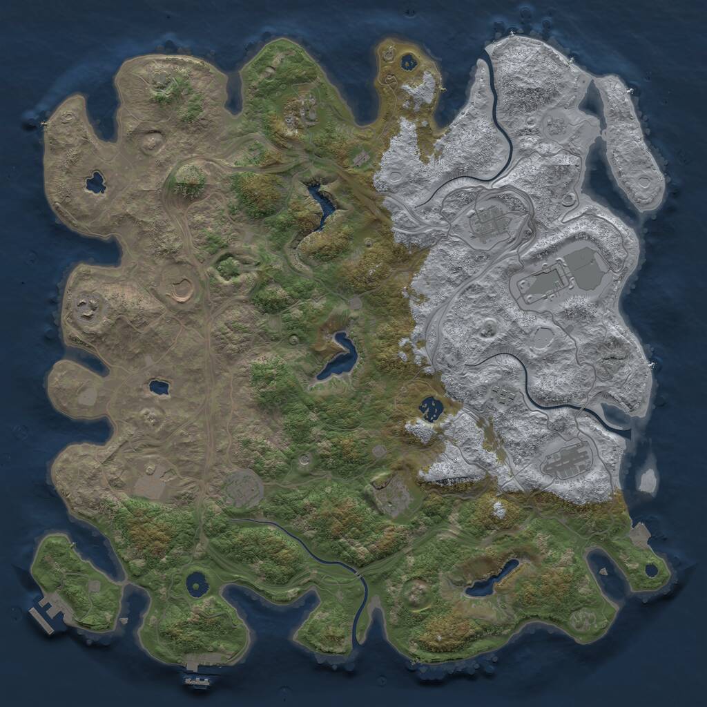 Rust Map: Procedural Map, Size: 4500, Seed: 2040858079, 17 Monuments