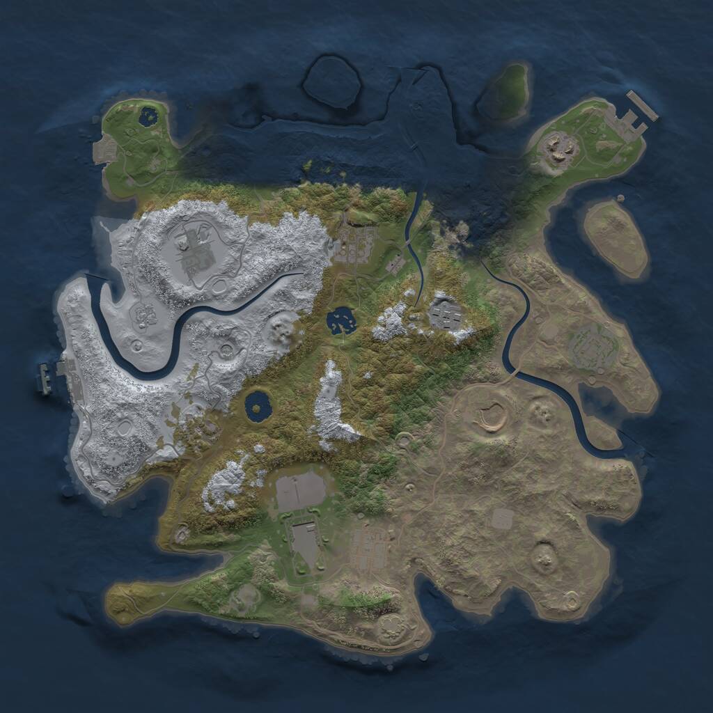 Rust Map: Procedural Map, Size: 3700, Seed: 45085547, 16 Monuments