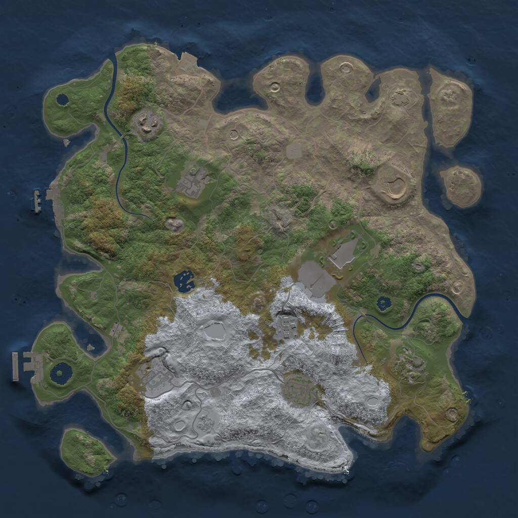 Rust Map: Procedural Map, Size: 3640, Seed: 934753922, 15 Monuments