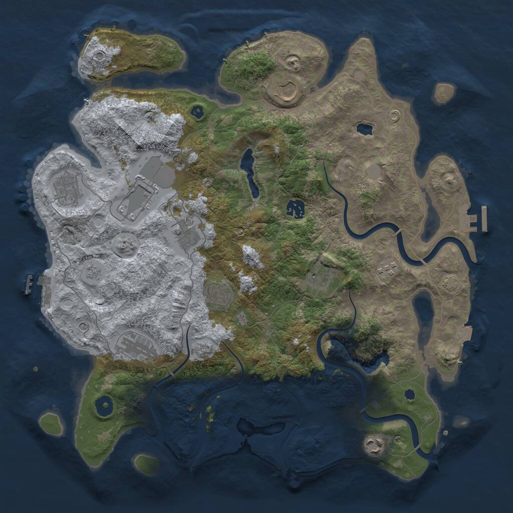 Rust Map: Procedural Map, Size: 4000, Seed: 228894367, 16 Monuments