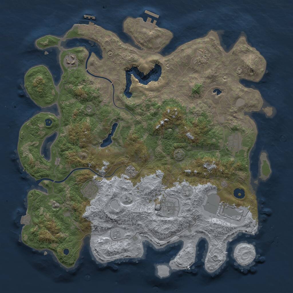 Rust Map: Procedural Map, Size: 4000, Seed: 987113521, 13 Monuments