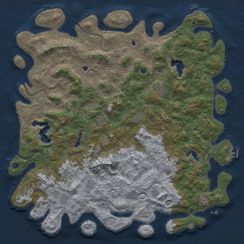 Rust Map: Procedural Map, Size: 6000, Seed: 6358, 17 Monuments