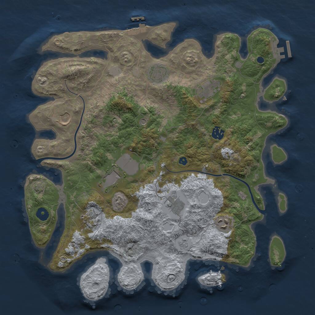 Rust Map: Procedural Map, Size: 3750, Seed: 480597, 14 Monuments