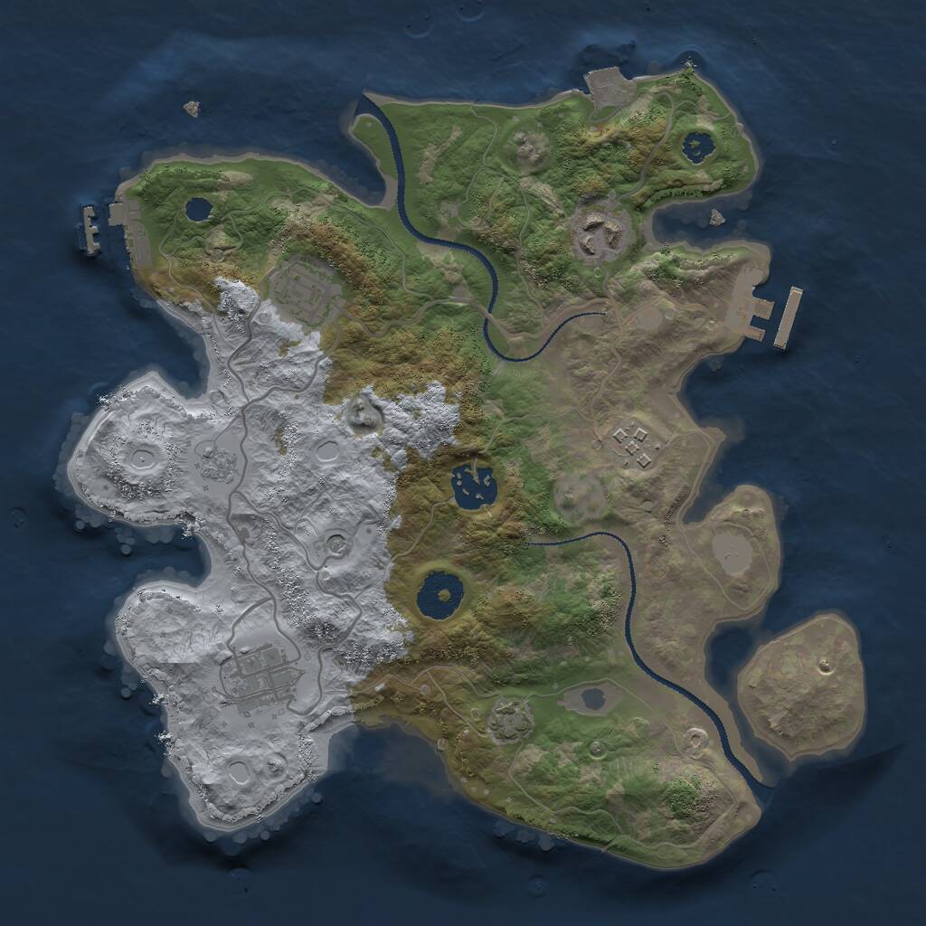 Rust Map: Procedural Map, Size: 3000, Seed: 28733, 11 Monuments