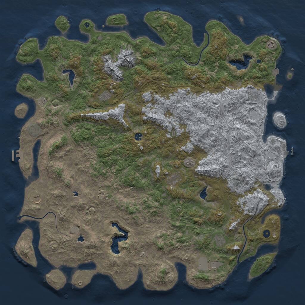 Rust Map: Procedural Map, Size: 6000, Seed: 2318, 17 Monuments