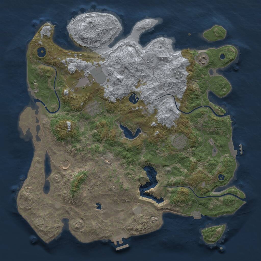 Rust Map: Procedural Map, Size: 4050, Seed: 773942558, 13 Monuments
