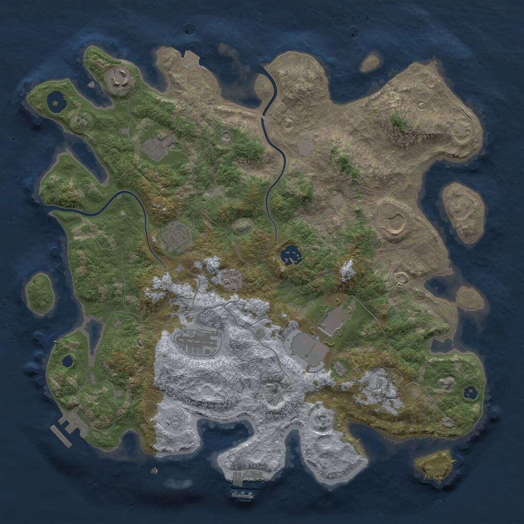 Rust Map: Procedural Map, Size: 3850, Seed: 600310277, 15 Monuments