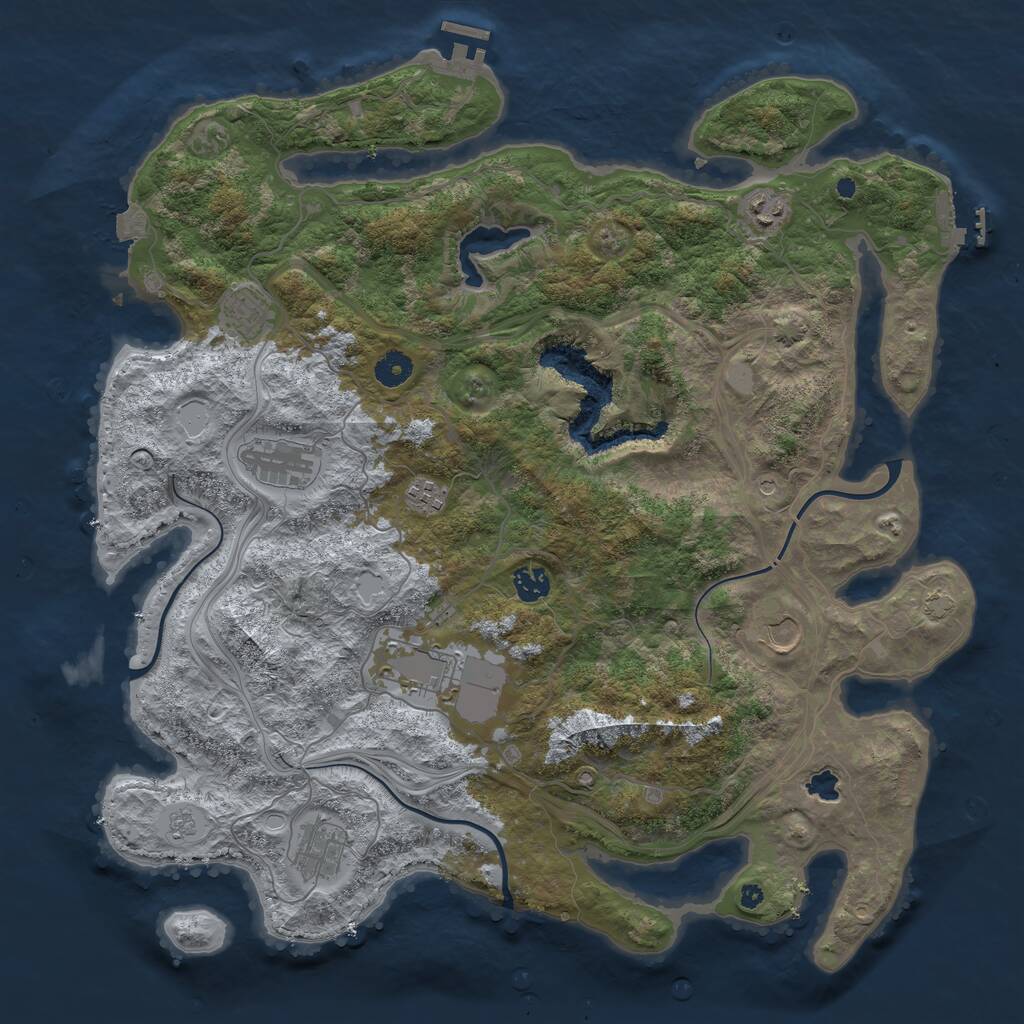 Rust Map: Procedural Map, Size: 4250, Seed: 633411479, 14 Monuments