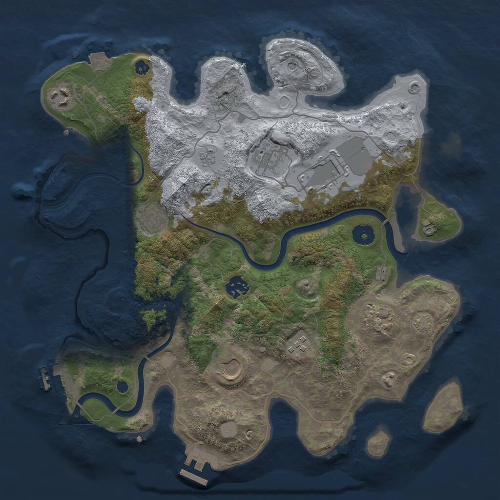 Rust Map: Procedural Map, Size: 3500, Seed: 324783287, 14 Monuments