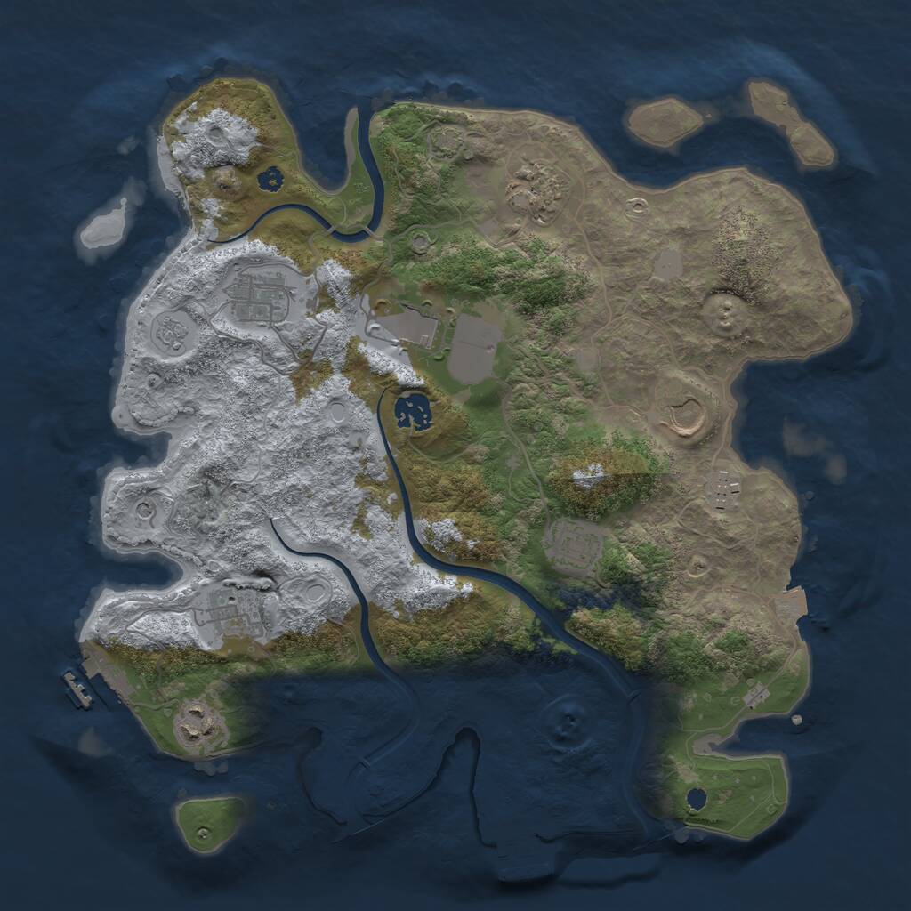 Rust Map: Procedural Map, Size: 3600, Seed: 2303, 15 Monuments