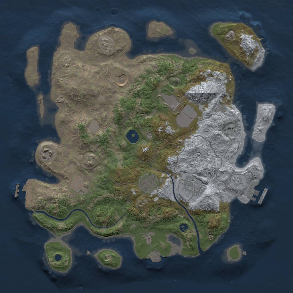 Rust Map: Procedural Map, Size: 3500, Seed: 1825237780, 12 Monuments