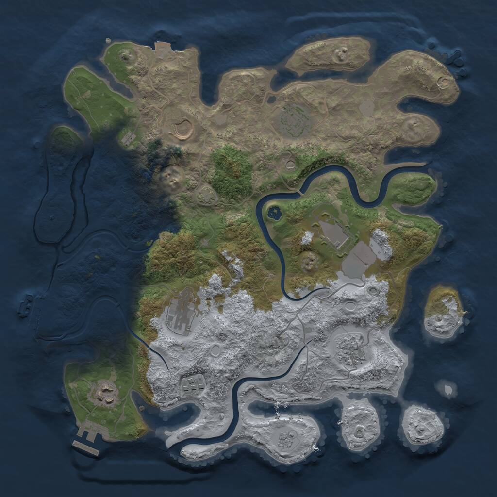 Rust Map: Procedural Map, Size: 3600, Seed: 3469, 13 Monuments